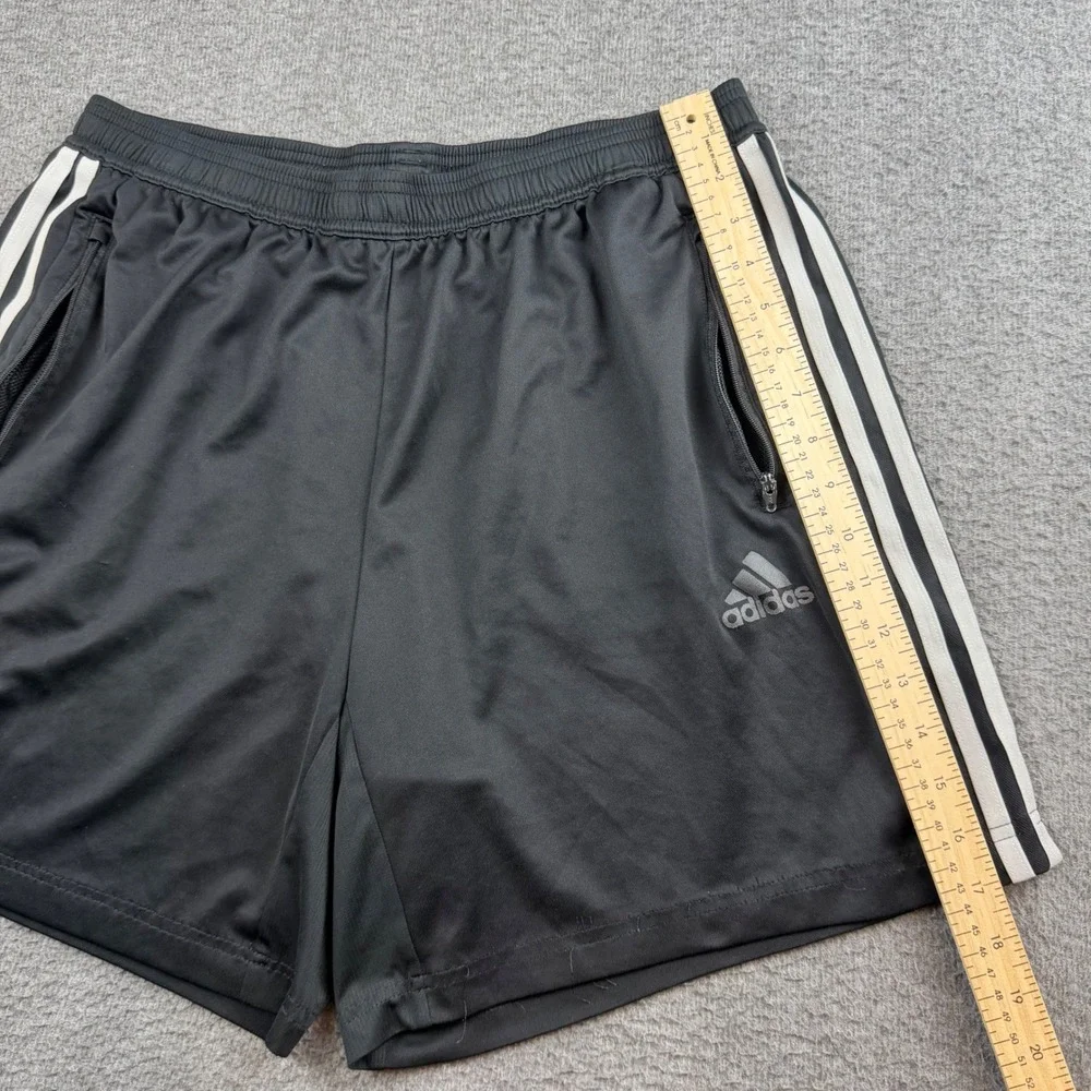 Adidas Athletic Shorts Men's XL Black Primeblue Aeroready 3-Stripe Zip Pockets